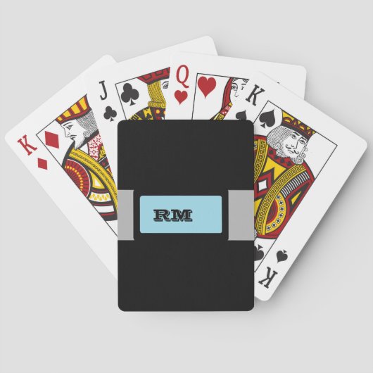 Mit Monogramm Schwarz Spielkarten (Rückseite)