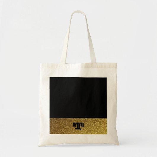 Mit Monogramm Schwarz und Gold Tragetasche (Vorne)