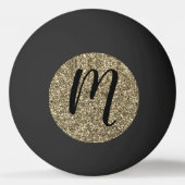 Mit Monogramm Schwarz-und GoldGlitzer elegant Tischtennisball (Vorderseite)
