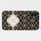 Mit Monogramm Schwarz-und Goldmarokkaner Case-Mate iPhone Hülle (Rückseite (Horizontal))