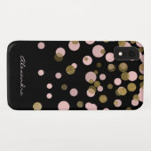 Mit Monogramm Schwarz und Rose Case-Mate iPhone Hülle (Rückseite (Horizontal))