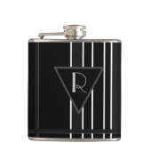 Mit Monogramm, schwarz und weiß gestrichen Flachmann (Vorderseite)