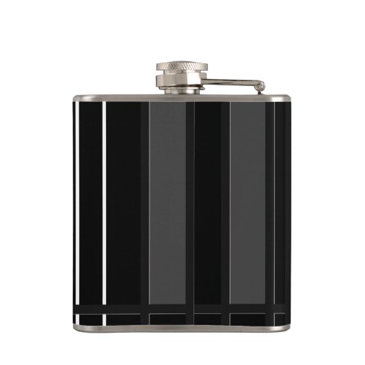 Mit Monogramm, schwarz und weiß gestrichen Flachmann (Rückseite)