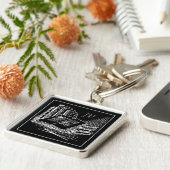 Mit Monogramm Schwarz-Weiß-Akademie Schlüsselanhänger (Seite)