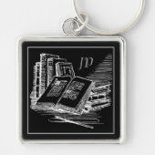 Mit Monogramm Schwarz-Weiß-Akademie Schlüsselanhänger (Vorne)