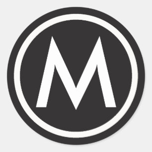 Mit Monogramm Schwarz-Weiß-Buchstaben-Aufkleber Runder Aufkleber