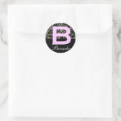 Mit Monogramm Schwarz-Weiß-Buchstaben-B-Aufkleber Runder Aufkleber (Tasche)