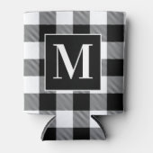 Mit Monogramm Schwarz-Weiß-Buffalo Kariert Dosenkühler (Vorderseite)