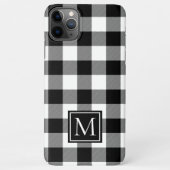 Mit Monogramm Schwarz-Weiß-Buffalo Kariert iPhone Hülle (Rückseite)