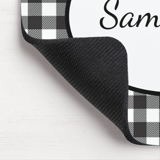 Mit Monogramm Schwarz-Weiß-Buffalo Kariert Mousepad (Ecke)