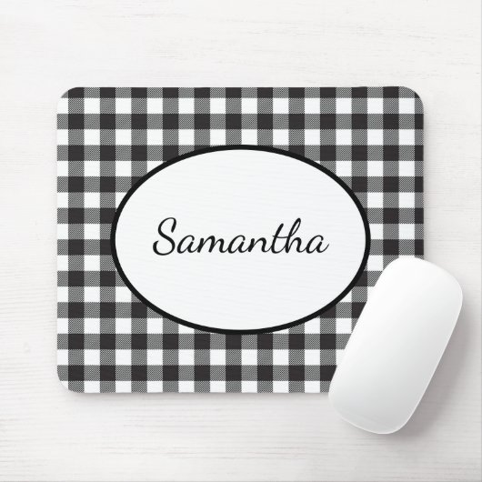 Mit Monogramm Schwarz-Weiß-Buffalo Kariert Mousepad (Mit Mouse)