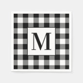 Mit Monogramm Schwarz-Weiß-Buffalo Kariert Serviette (Vorderseite)