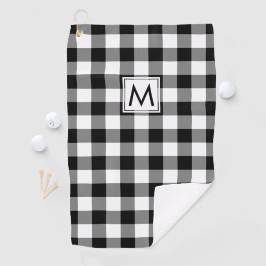 Mit Monogramm Schwarz-Weiß-Buffalo-Kariertes Muste Golfhandtuch (Insitu)