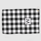 Mit Monogramm Schwarz-Weiß-Buffalo-Kariertes Muste Golfhandtuch (Horizontal)