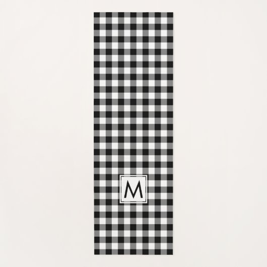 Mit Monogramm Schwarz-Weiß-Buffalo-Karo-Muster Yogamatte (Vorderseite)