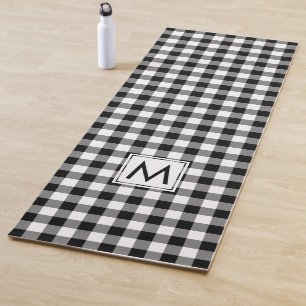 Mit Monogramm Schwarz-Weiß-Buffalo-Karo-Muster Yogamatte
