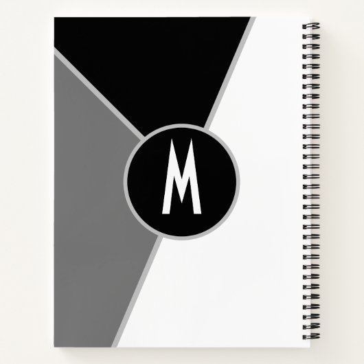 mit Monogramm-Schwarz-Weiß-Farbblock Notizblock (Rückseite)