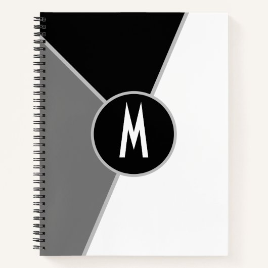 mit Monogramm-Schwarz-Weiß-Farbblock Notizblock (Vorderseite)