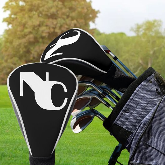 Mit Monogramm Schwarz-Weiß-Fett-Linked-Initialen Golf Headcover