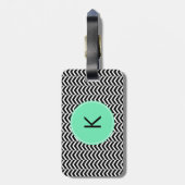 Mit Monogramm Schwarz-Weiß-Fohlen-Zickzack Muster Gepäckanhänger (Rückseite vertikal)