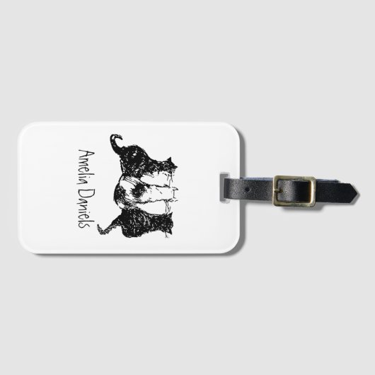 Mit Monogramm Schwarz-Weiß-Gehäuse Gepäckanhänger (Vorderseite (Horizontal))