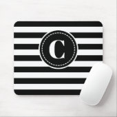 Mit Monogramm, schwarz/weiß gestreifter Mauspad (Mit Mouse)