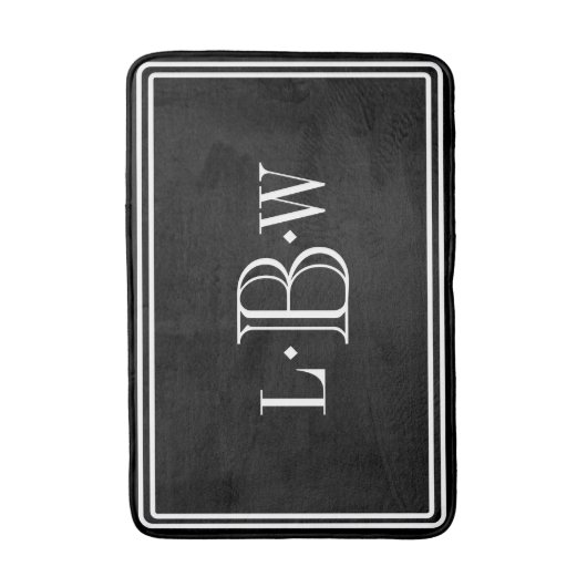 Mit Monogramm Schwarz-Weiß-Grenze Badematte (Vorderseite Vertikal)