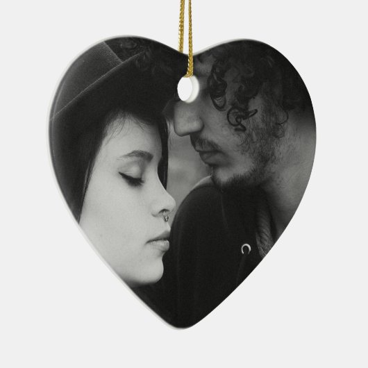 Mit Monogramm Schwarz-Weiß-Herz Keramik Ornament (Rechts)