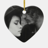 Mit Monogramm Schwarz-Weiß-Herz Keramik Ornament (Vorne)