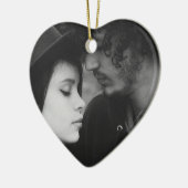 Mit Monogramm Schwarz-Weiß-Herz Keramik Ornament (Links)