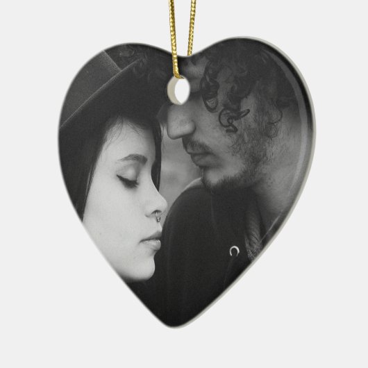 Mit Monogramm Schwarz-Weiß-Herz Keramik Ornament (Links)