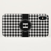 Mit Monogramm Schwarz-Weiß-Karo-Muster Case-Mate iPhone Hülle (Rückseite (Horizontal))