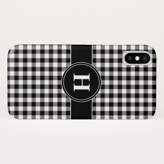 Mit Monogramm Schwarz-Weiß-Karo-Muster Case-Mate iPhone Hülle (Rückseite (Horizontal))