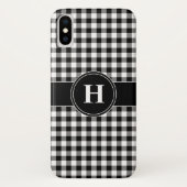 Mit Monogramm Schwarz-Weiß-Karo-Muster Case-Mate iPhone Hülle (Rückseite)