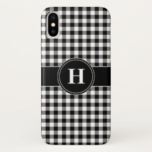 Mit Monogramm Schwarz-Weiß-Karo-Muster Case-Mate iPhone Hülle
