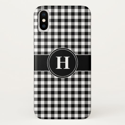 Mit Monogramm Schwarz-Weiß-Karo-Muster Case-Mate iPhone Hülle (Rückseite)