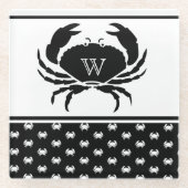 Mit Monogramm Schwarz-Weiß-Krabbe Glasuntersetzer (Vorderseite)