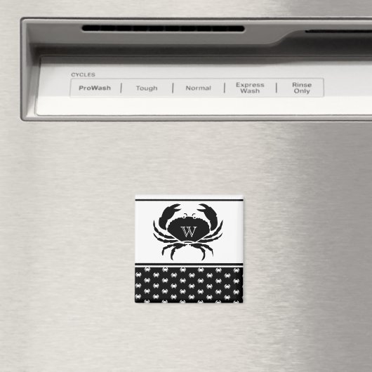 Mit Monogramm Schwarz-Weiß-Krabbe Magnet (In Situ (Geschirrspüler))