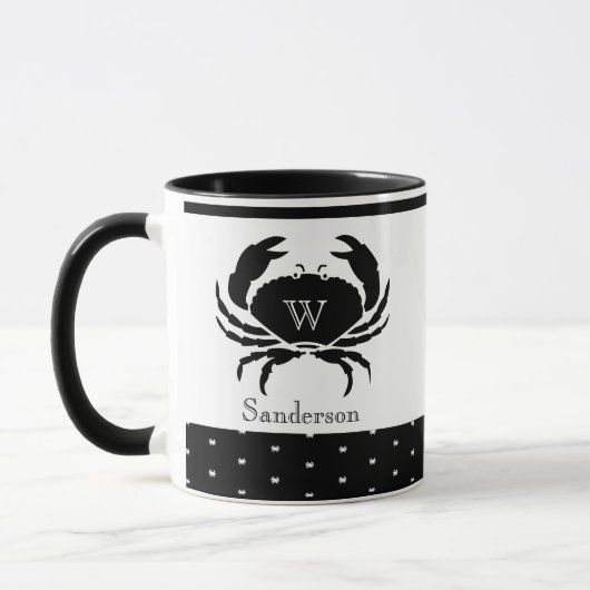 Mit Monogramm Schwarz-Weiß-Krabbe Tasse (Links)