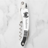 Mit Monogramm Schwarz-Weiß-Krebse Kellnermesser (Vorderseite)