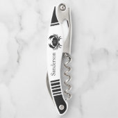 Mit Monogramm Schwarz-Weiß-Krebse Kellnermesser (Rückseite)