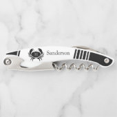 Mit Monogramm Schwarz-Weiß-Krebse Kellnermesser (Vorderseite)