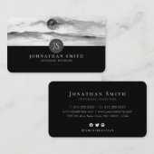 Mit Monogramm Schwarz-Weiß-Landschaft Soziale Medi Visitenkarte (Vorne/Hinten)