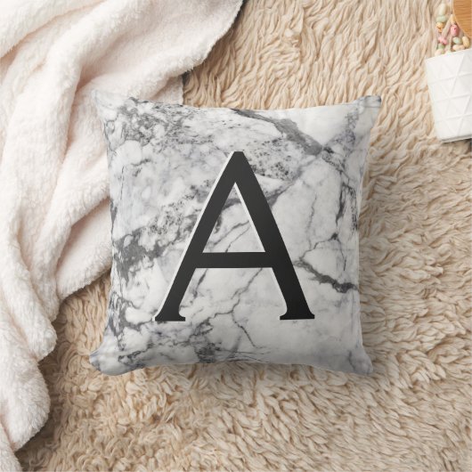 Mit Monogramm Schwarz-Weiß-Marmor Kissen (Decke)