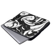 Mit Monogramm Schwarz-Weiß-Marmor-Textur Laptopschutzhülle (Vorne Knopf)