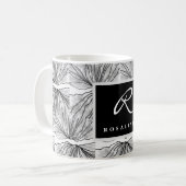 Mit Monogramm Schwarz-Weiß-Muster Kaffeetasse (Vorderseite Links)