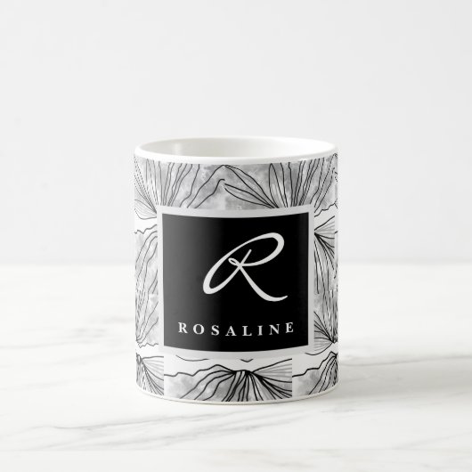 Mit Monogramm Schwarz-Weiß-Muster Kaffeetasse (Mittel)