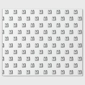 Mit Monogramm Schwarz-Weiß-Muster, modern Geschenkpapier (Flach)
