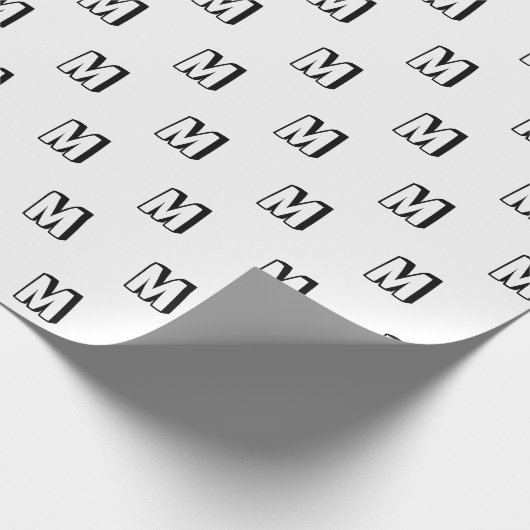 Mit Monogramm Schwarz-Weiß-Muster, modern Geschenkpapier (Ecke)