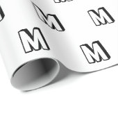 Mit Monogramm Schwarz-Weiß-Muster, modern Geschenkpapier (Rolleneckpunkt)